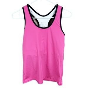 Cheata Women's Equestrian Trotter Tank w/ Built In Sports Bra - Hot Pink/Black
